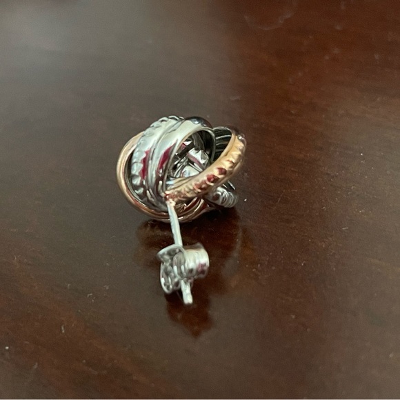 Sterling Silver Rose Rhodium Plated Earrings - Picture 3 of 7